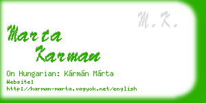 marta karman business card